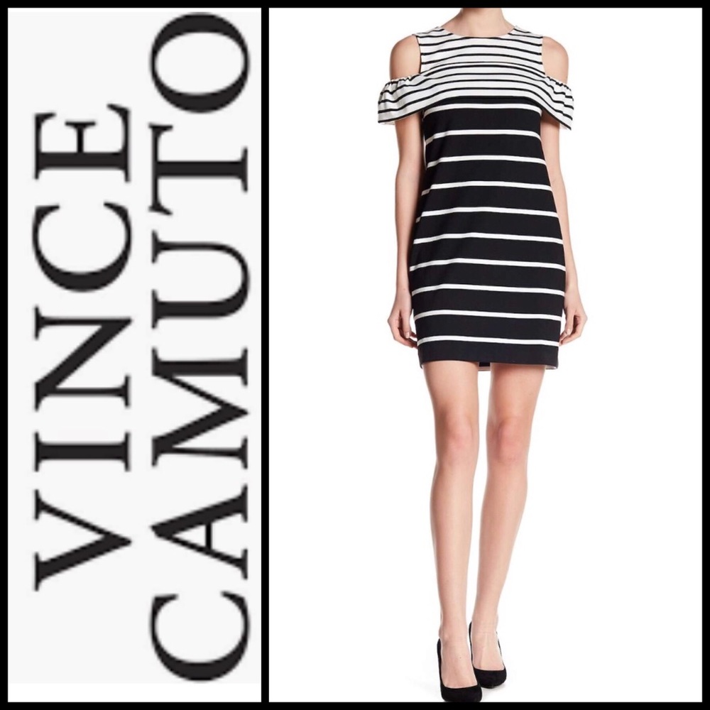 🌟HP🌟Vince Camuto Striped Cold Shoulder Dress 10